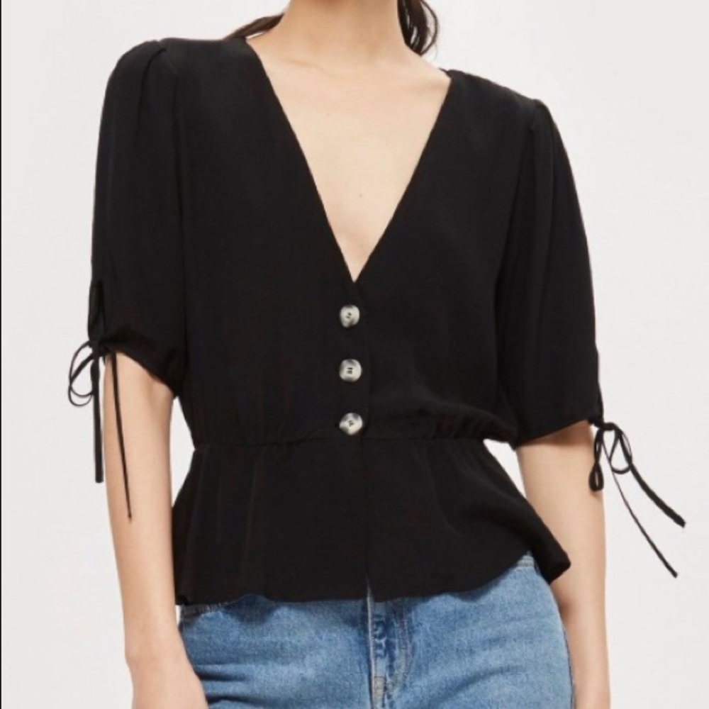 Topshop Bryony Tea Button Front Blouse